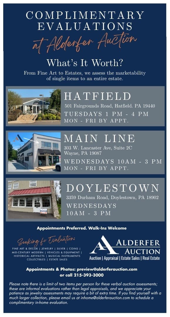 Complimentary In-Office Evaluations at Alderfer Auction
