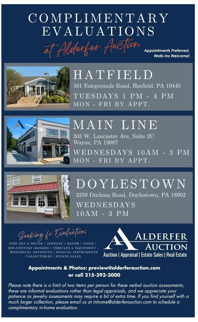 Complimentary In-Office Evaluations at Alderfer Auction