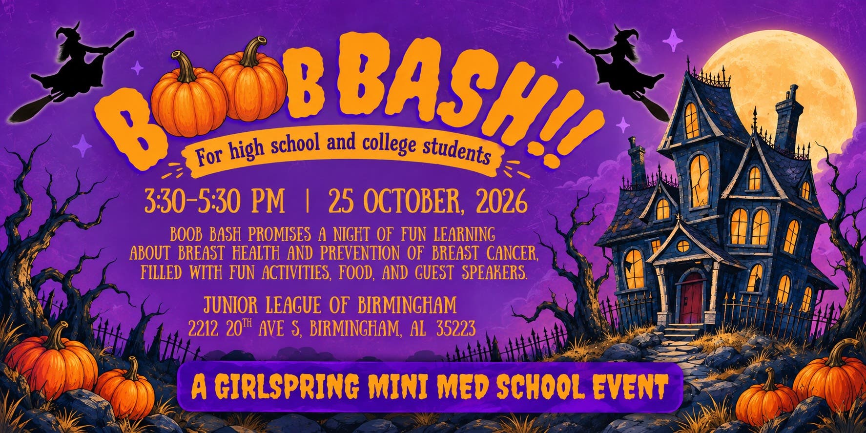 Boob Bash - A Health Event for Girls in High School and College