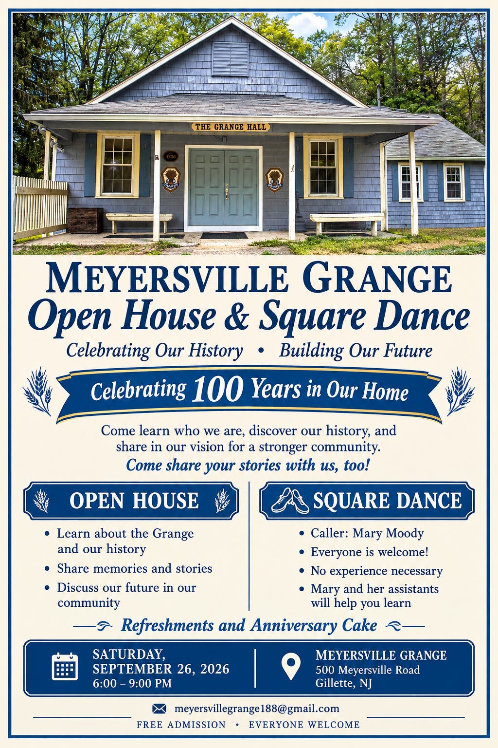 Meyersville Grange 188's 100th Anniversary Open House & Square Dance 
