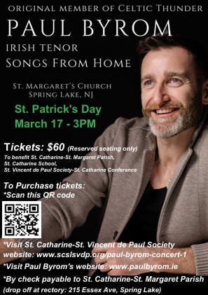 International Irish Tenor Paul Byrom to Perform St. Patrick’s Day Benefit Concert in Spring Lake
