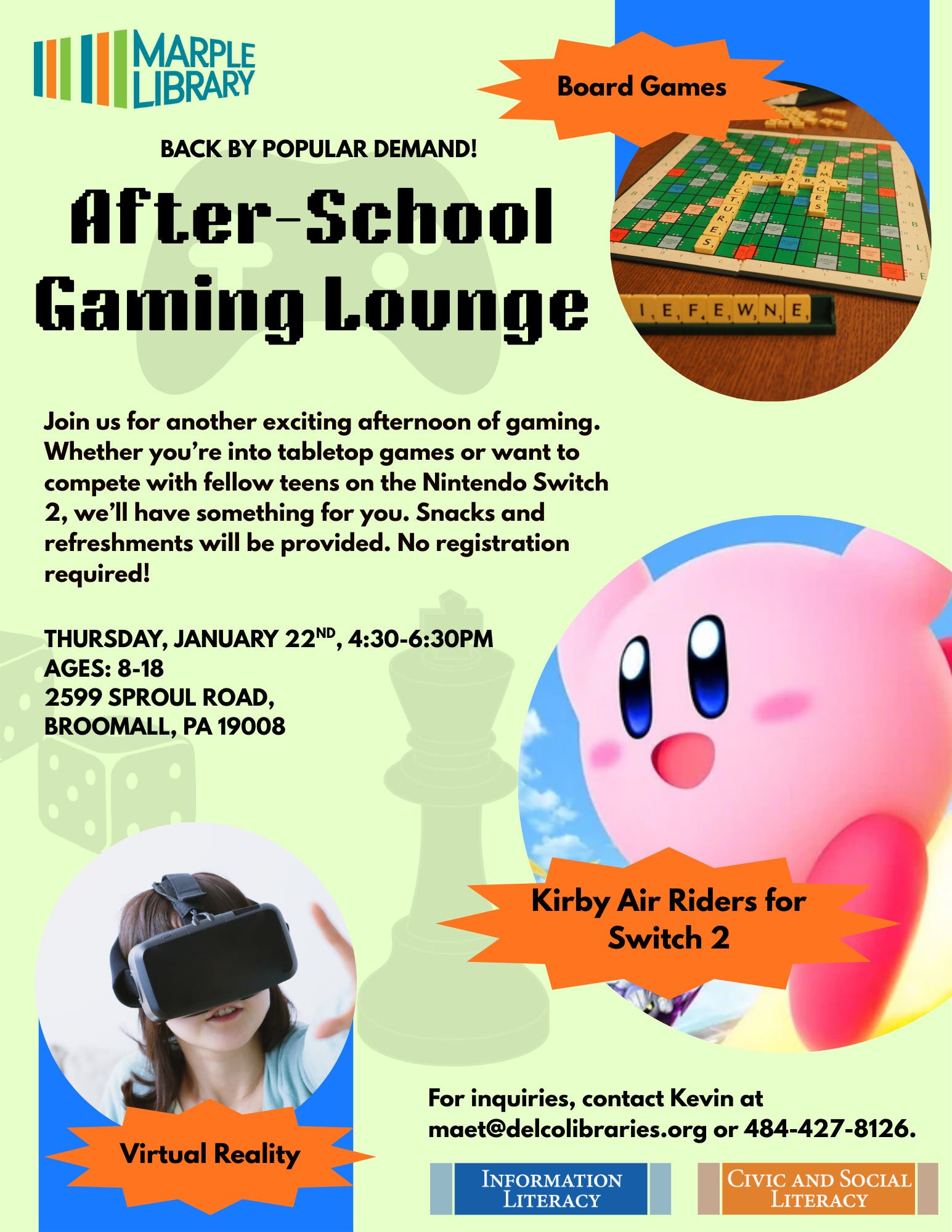 Marple Library's After School Gaming Lounge