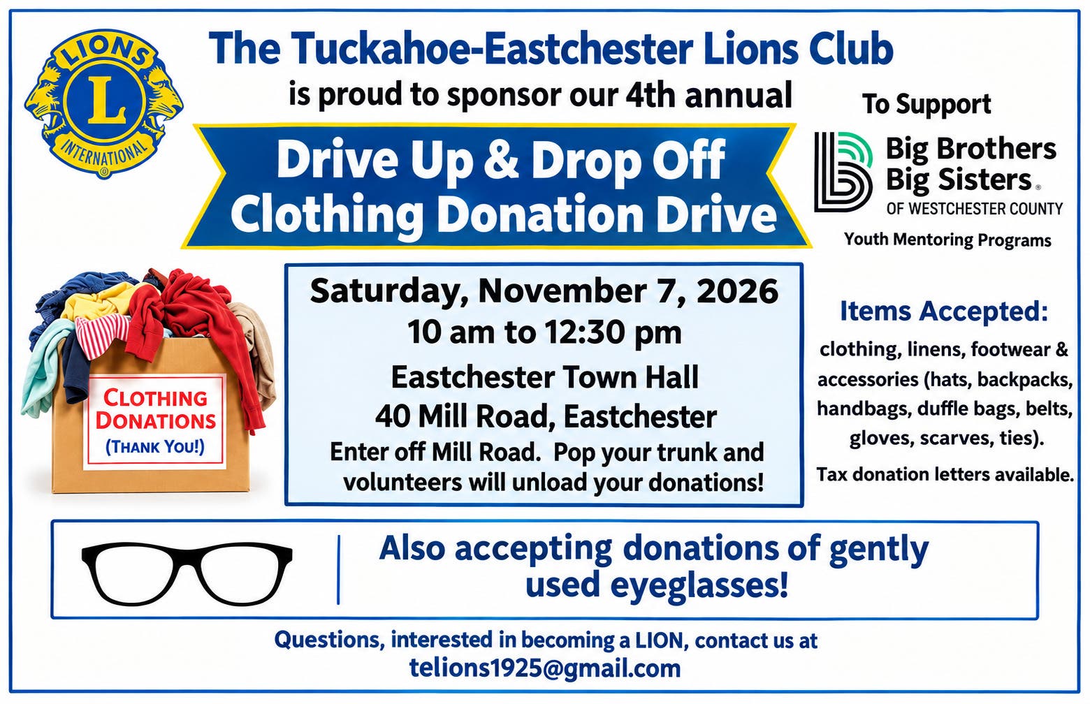 Drive Up & Drop Off Clothing Donation Drive to benefit Big Brothers/Big Sisters