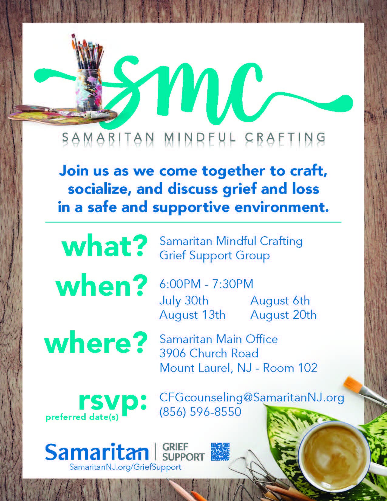 Samaritan Hosts New Grief Support Group in July & August Samaritan Mindful Crafting