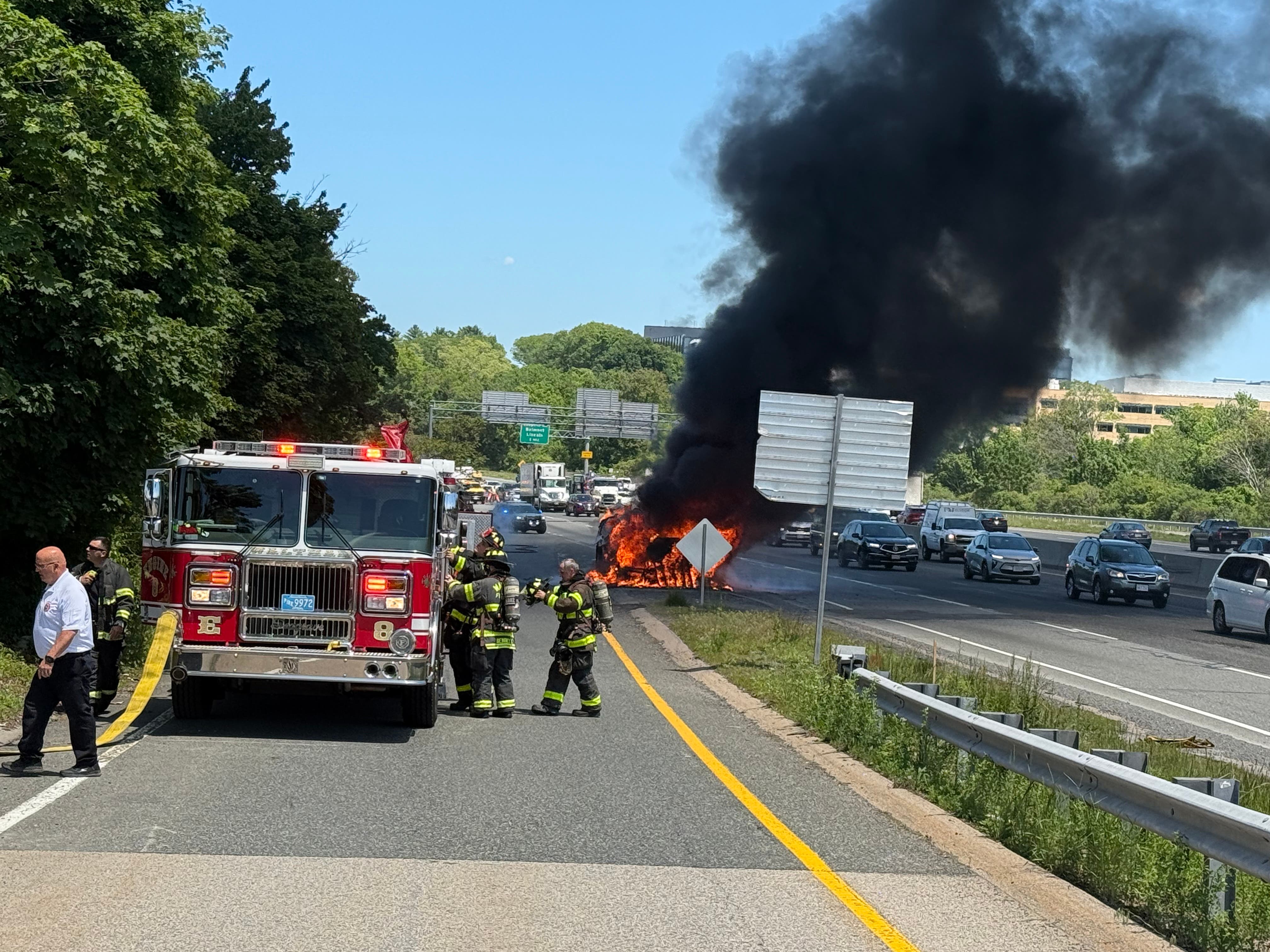 Truck fire on 128 at Winter St today