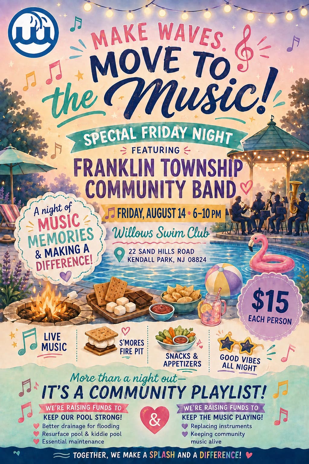 Come for the band, stay for the splash, and help us make some noise for our community!