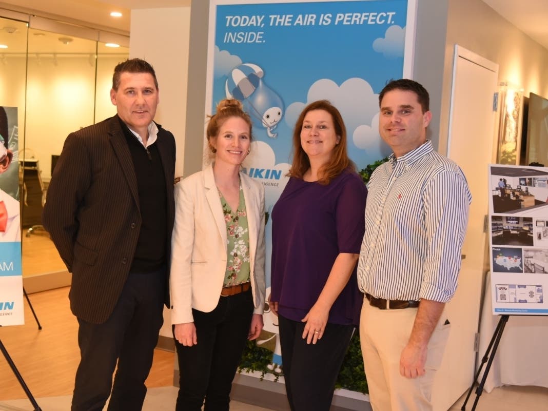 John Fraser-Mifsud, Vice President North Division, Daikin; Kate Sheil, Science and Engineering, Garden City High School; Laurie Mitchell, Guidance Department, Lynbrook High School; and Dr. Matt Christiansen, Director of Science and Engineering, Oceanside 
