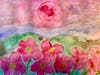 First Place Watercolor Fantasy titled ‘Pink Supermoon Serenading Primroses’