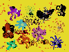 A collection of multicoloured flowers and stars to greet the New Year