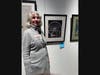 Marilyn Foley With her Photo of a recent Ferris Wheel. She made the photo looked retro from Coney Island; the only Artist I met, told her anyone who participates is already a winner.