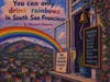 A sketch illustration of Elizabeth Nisperos poem You can Only Drink Rainbows in South San Francisco published at SF Chronicle in 1996