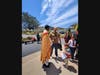Fr Ogbe greeting family members as they come out of church during St Veronica’s Feast day.