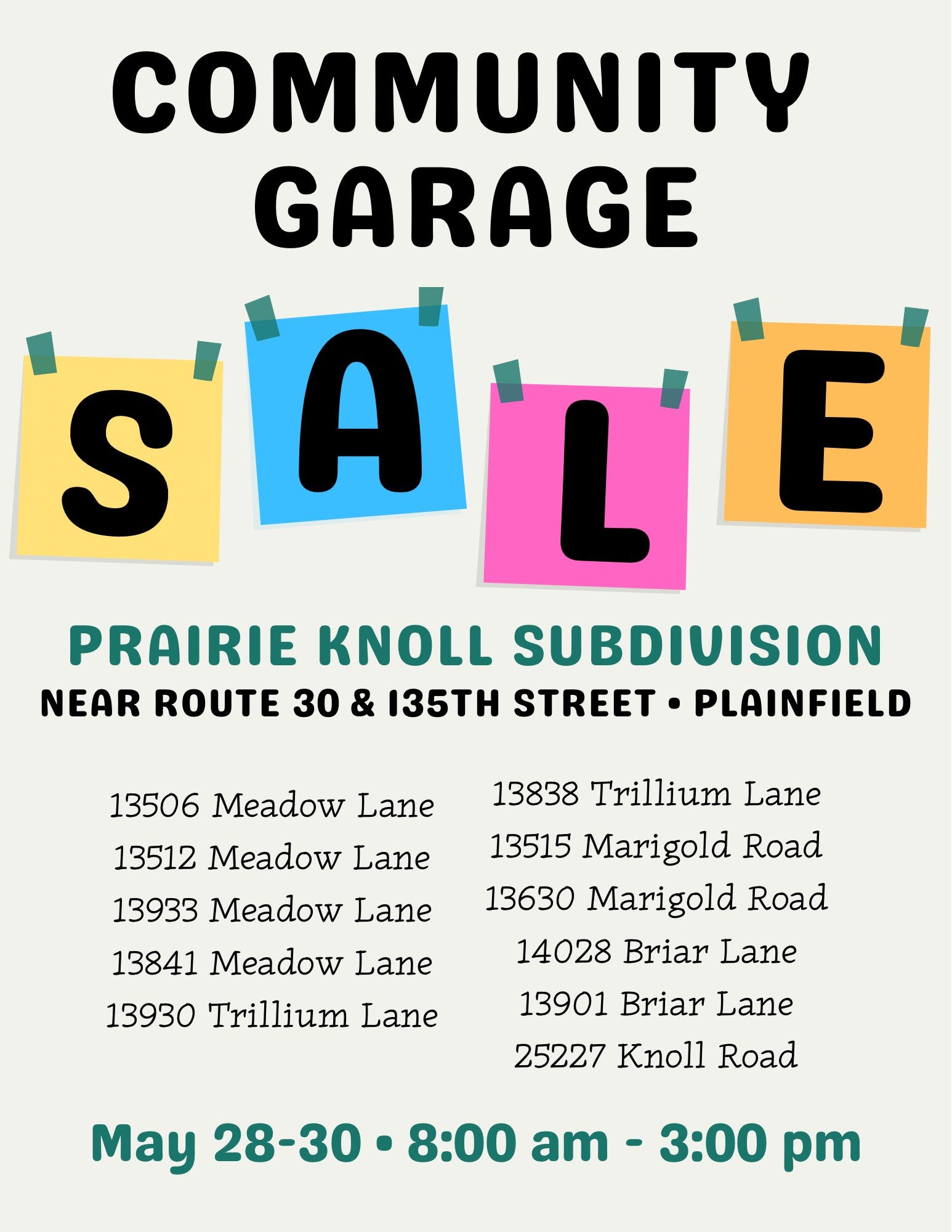 Prairie Knoll Subdivision Garage Sale