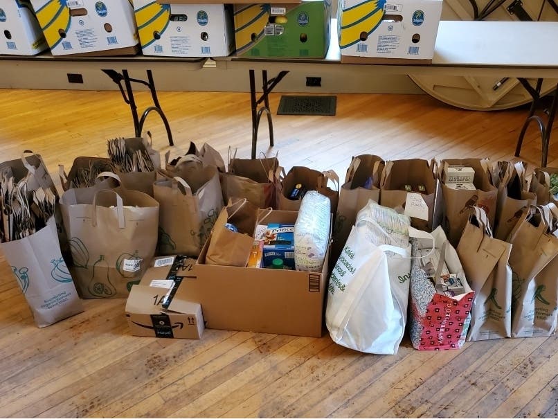 Lisa Hines and her son have donated two carloads full of donated groceries to a local food bank in the past two weeks.
