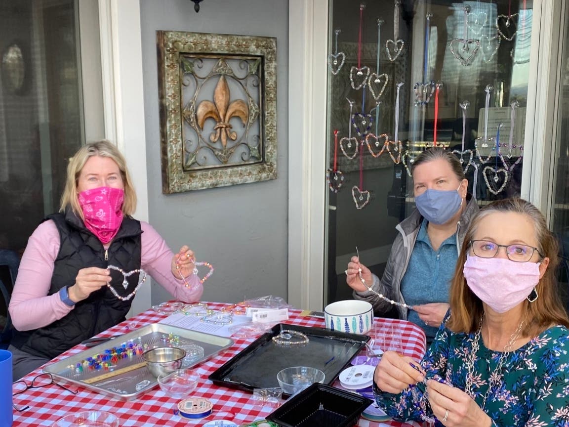 San Ramon Valley United Methodist Church members Ellen Kocins, Nancy Banisch and Theresa Omar assemble care packages which were sent to residents at a Danville rehabilitation center as part of the church's Project Valentine. 