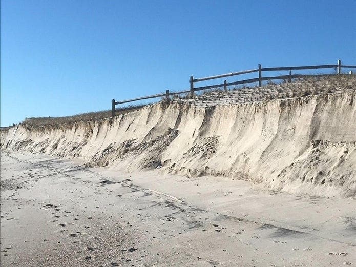 Waves that reached 6 to 12 feet during the Feb. 1-3 nor'easter carved significant drop-offs in Ortley Beach.