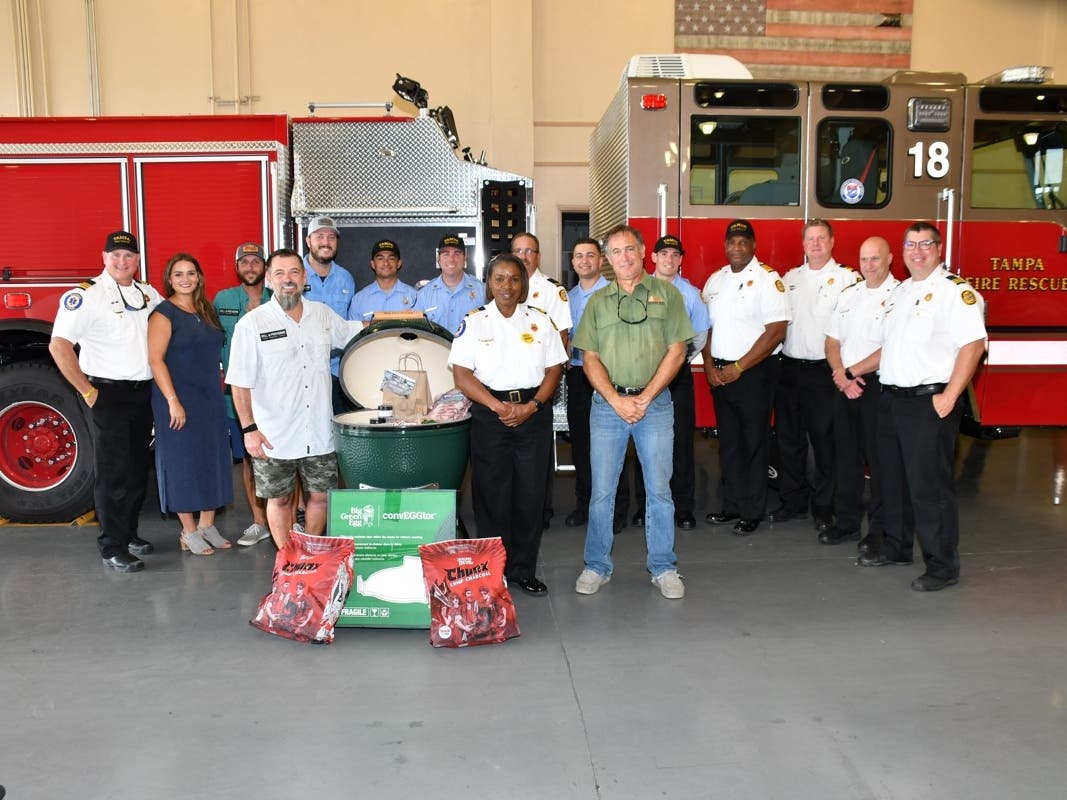 Grill and Provisions owner Danny Hernandez made his first Egg Drop to Tampa Fire and Rescue on Tuesday in what he hopes is the first of many deliveries to local fire departments.