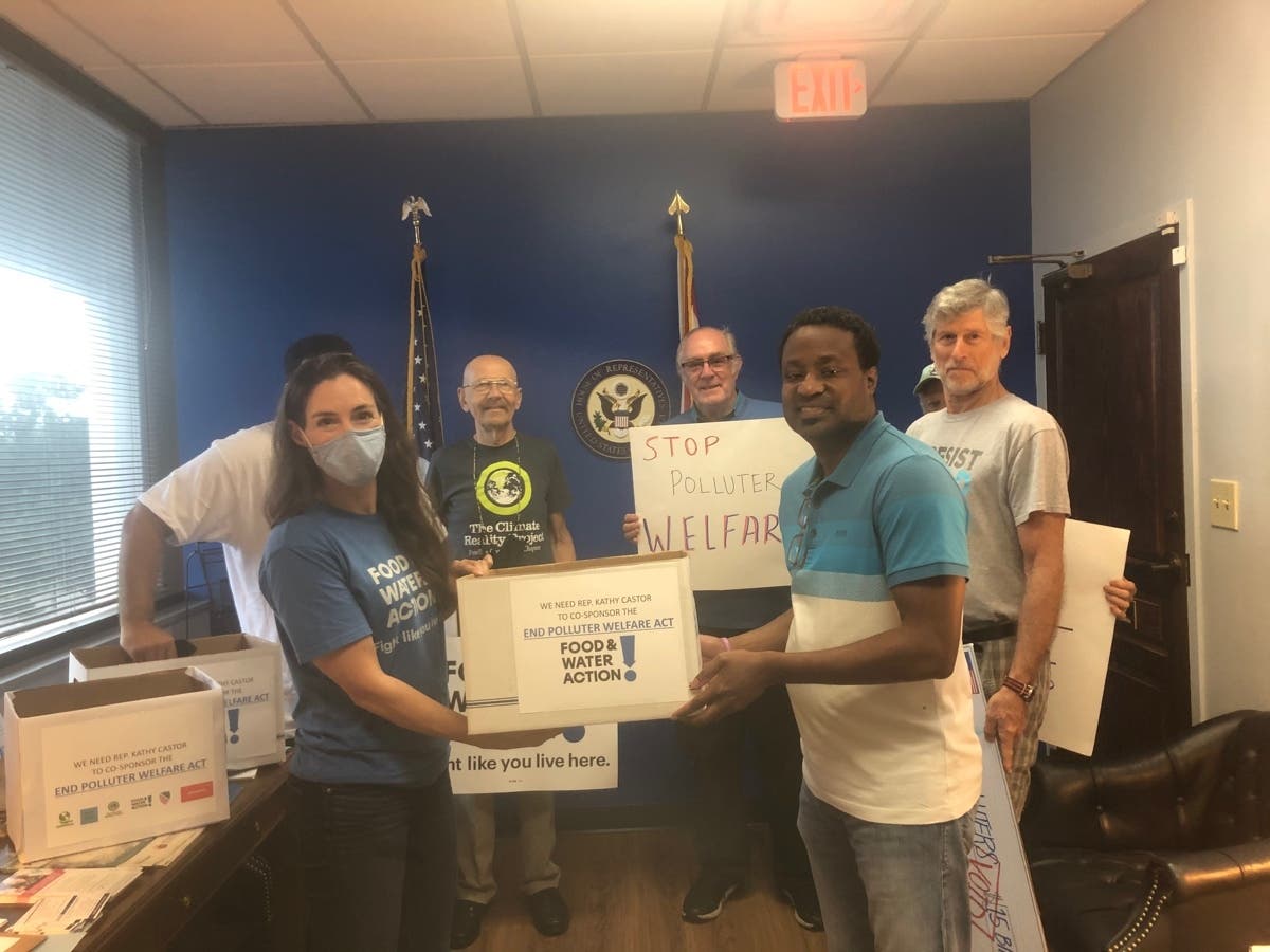 Concerned citizens and community leaders arrived at the office of U.S. Rep Kathy Castor with petitions asking the Democrat to co-sponsor a bill that would end federal subsidies for the fuel industry.