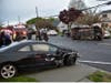 One person was transported a local hospital Wednesday after a two-car crash in Hicksville that left one car on its side.