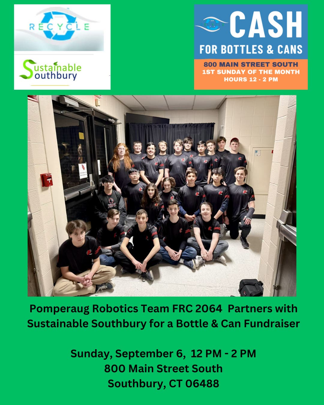 Pomperaug Robotics Team FRC 2064 Partners with Sustainable Southbury for a Fundraising Event