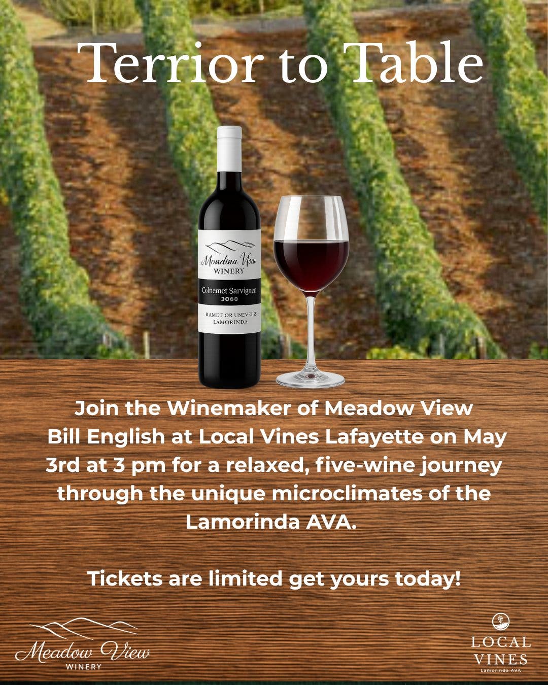 Meadow View Wines with Winemaker Bill English: An Exclusive Tasting Experience