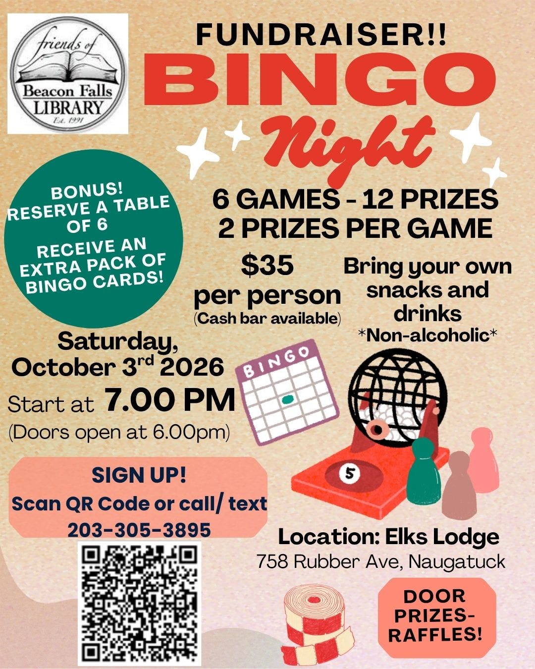 Friends of Beacon Falls Library is Hosting Our 4th Annual Pocketbook Bingo Fundraiser