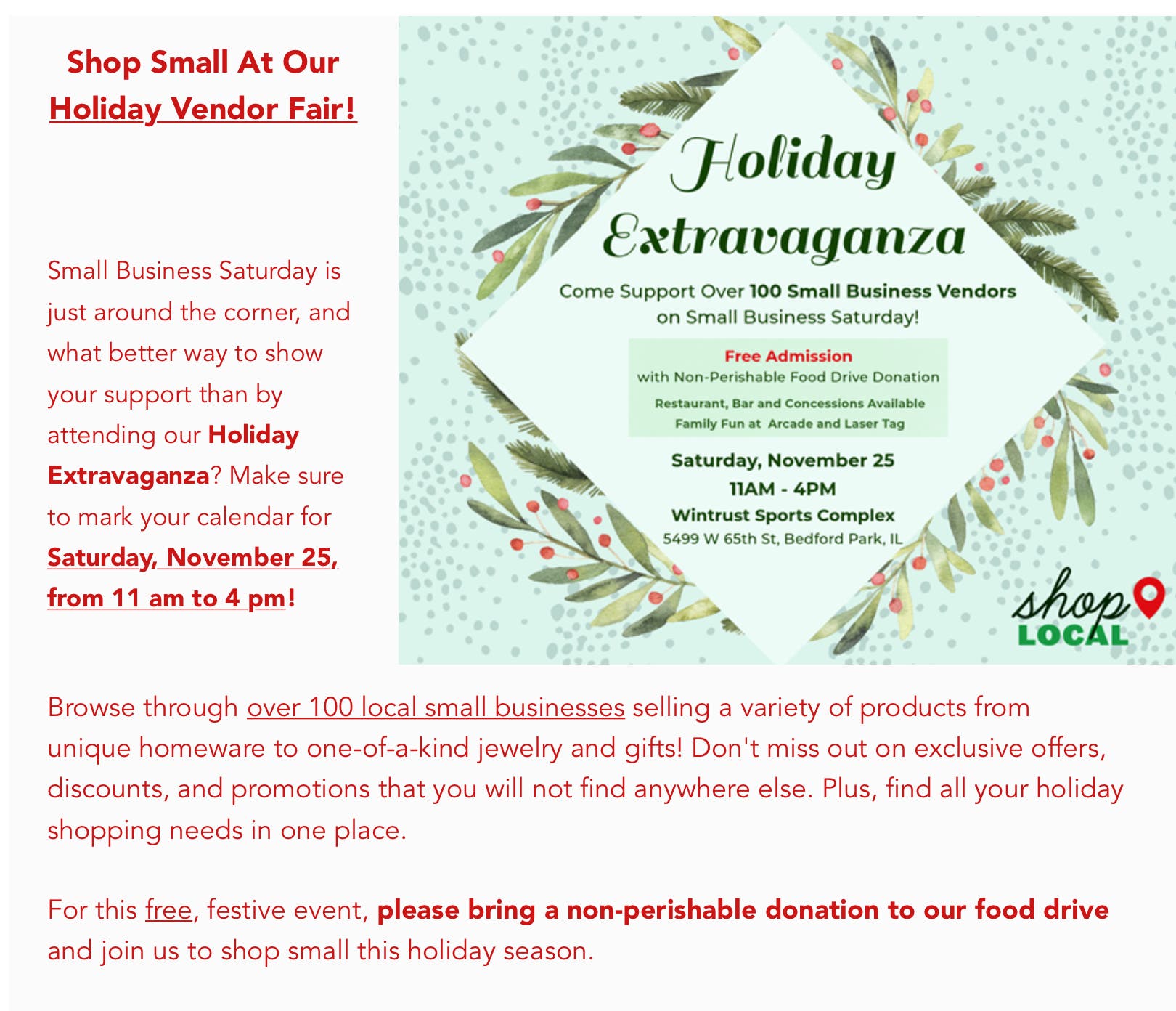 Nov 25 | Holiday Craft and Vendor Extravaganza | Oak Lawn, IL Patch