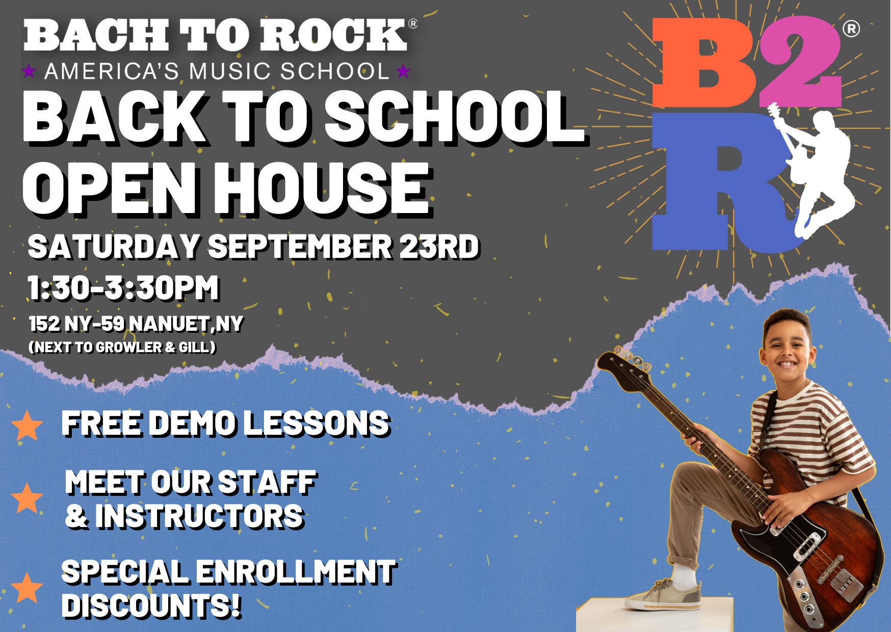 Sep 23 Back to School Open House Bach to Rock Music School Nanuet
