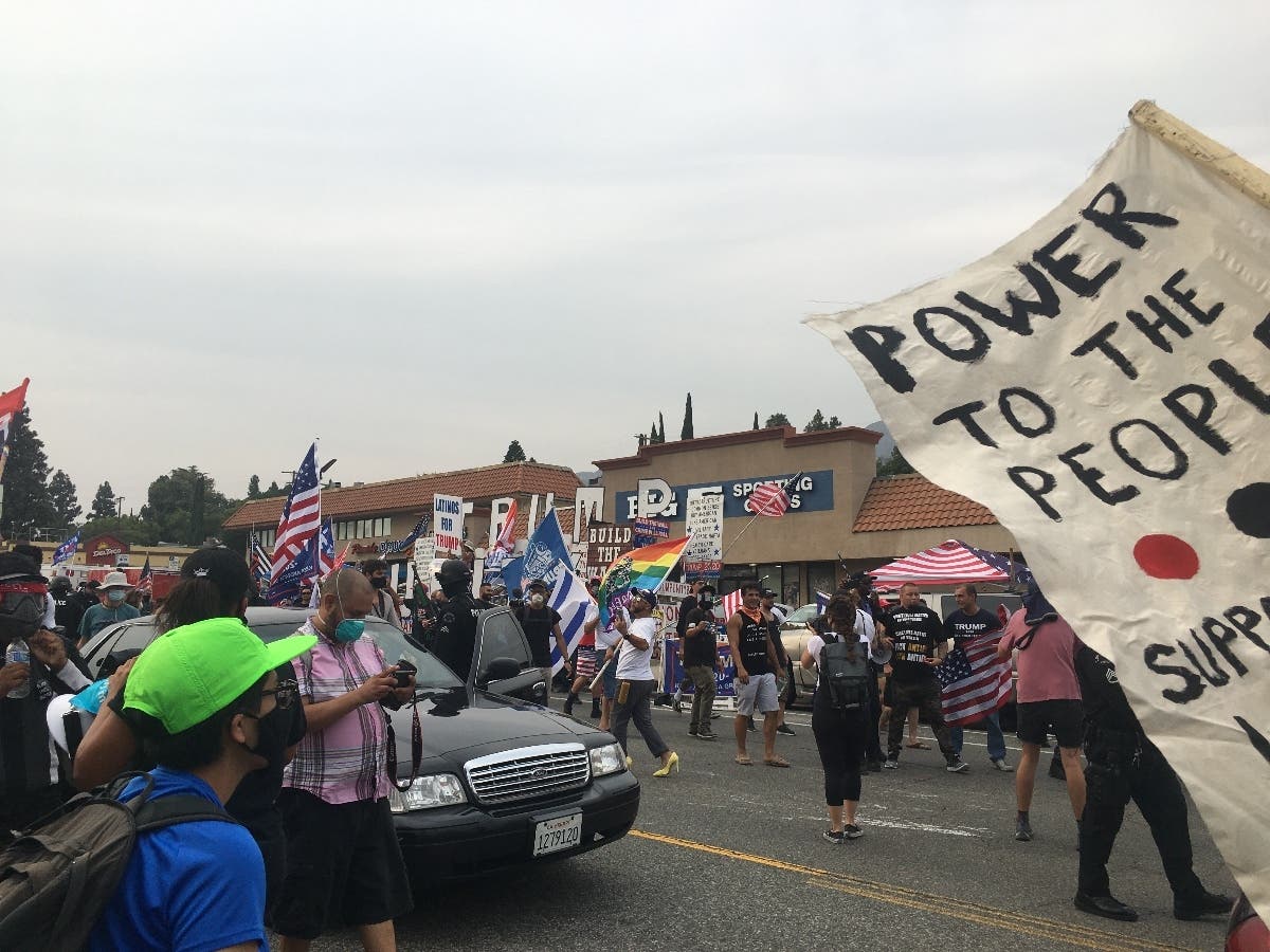 The latest violent confrontation between left and right in Sunland-Tujunga took place Friday.