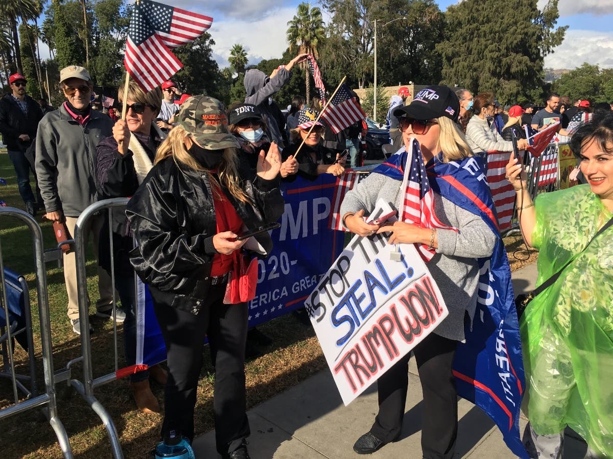 Trump supporters gather in Beverly Hills.