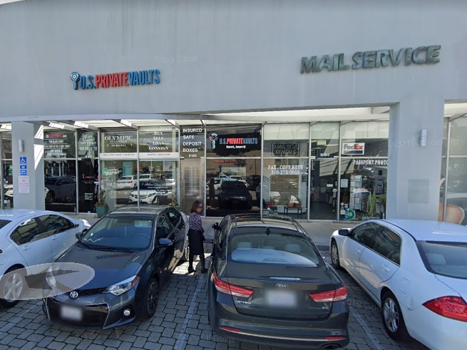 Federal investigators are searching a bank safe deposit location at a Beverly Hills strip mall.