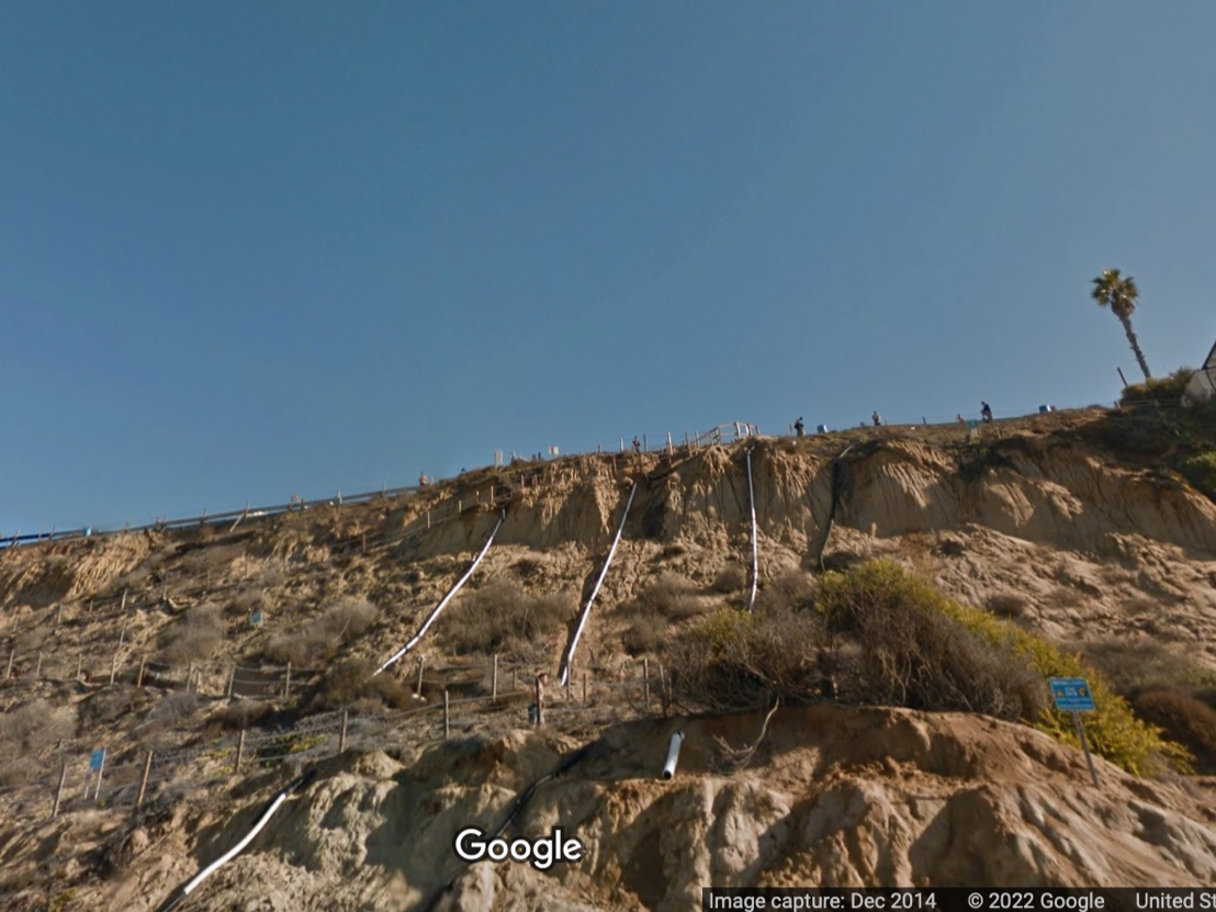 On May 2, the northern portion of an existing historic landslide at Beacon’s Beach reactivated and moved downslope to the west, creating numerous visible cracks in the slope and damage to the existing beach access trail from the parking lot.
