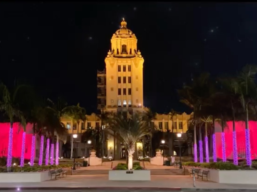 City Hall was lit in pink from Friday to Monday. 