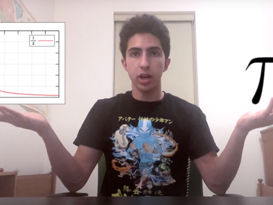Adibnia's video explains how something with an infinite surface area can have a finite volume of pi.