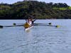 The current Cal women's rowing team took the boat on the water. 