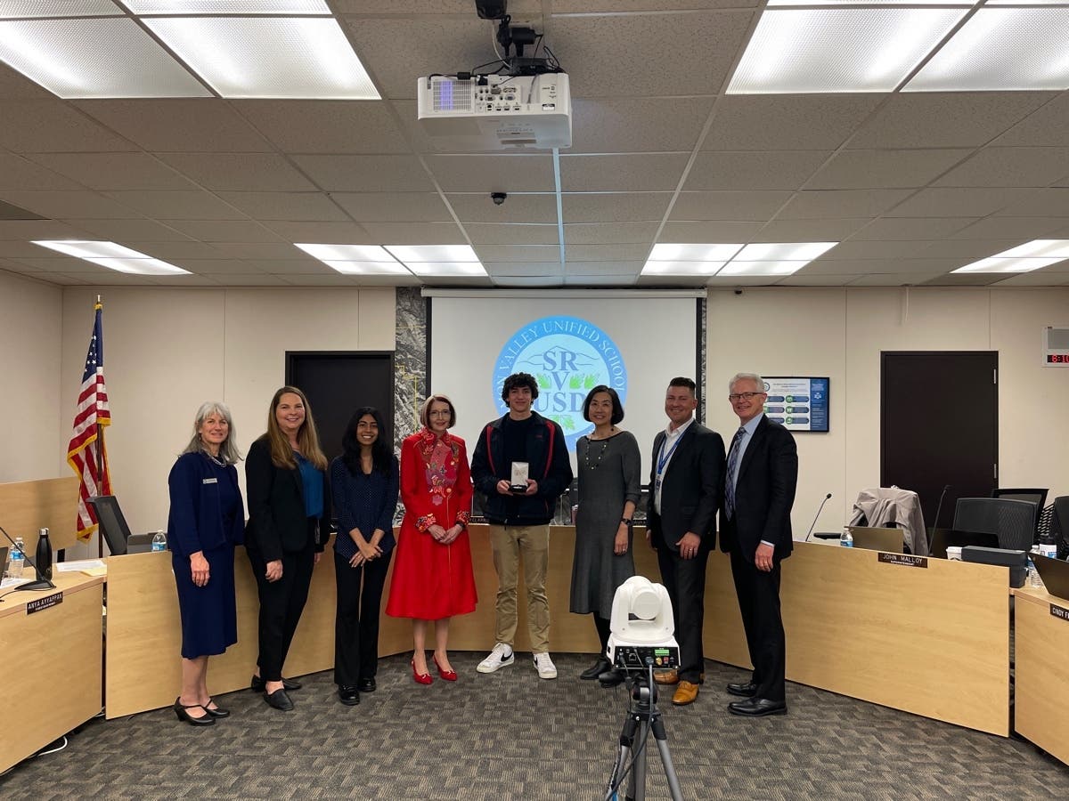 Logue is honored by the SRVUSD Board.