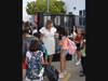 Smith Elementary School Principal Marni Angelo greets students.