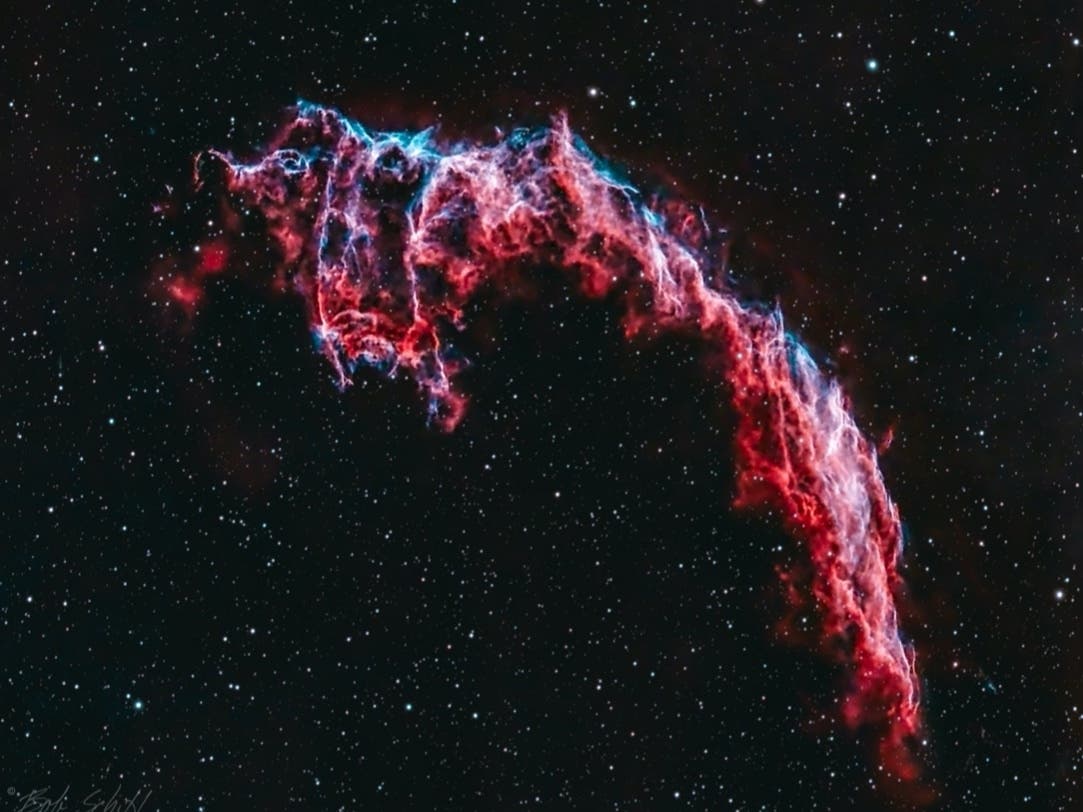 Patch’s resident astronomer Bob Schiff took a photo of the Eastern Veil Nebula, part of the Cygnus Loop located about 2,100 light years from Earth. 