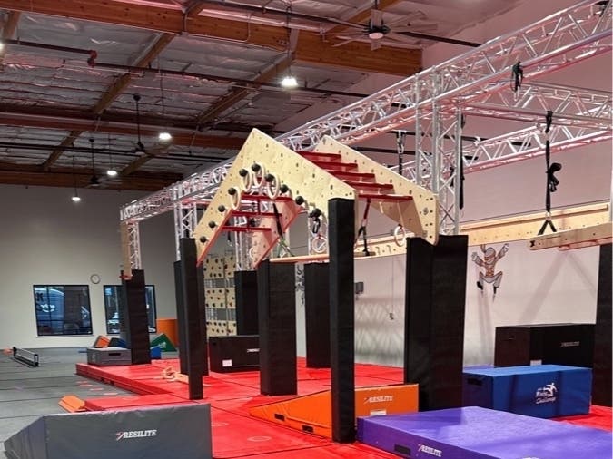 The roughly 5,500-square-foot location at 6761 Sierra Court features a full ninja obstacle course for all levels, viewing areas, and an open lobby area open to parties. 