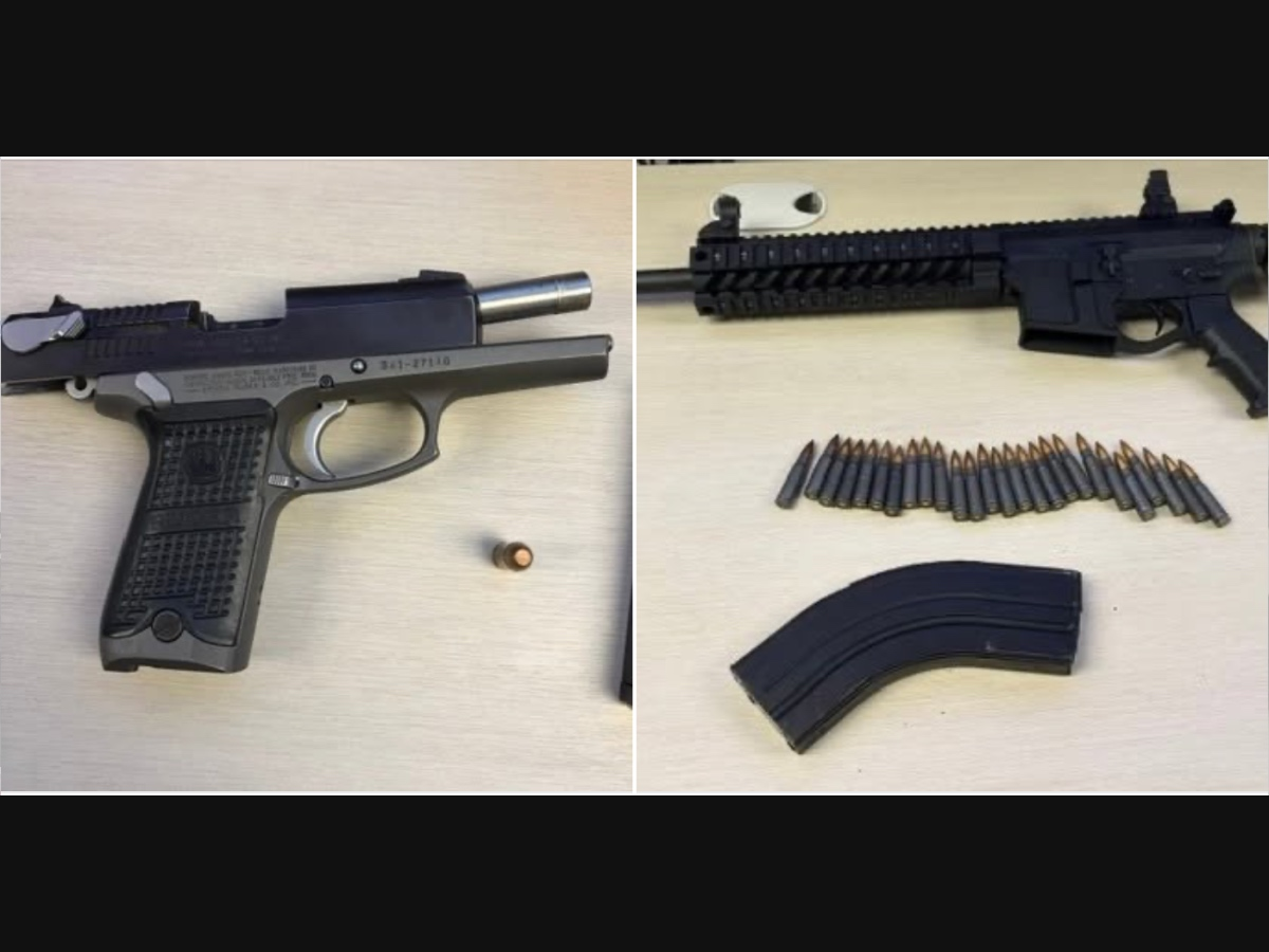 Police say a felon investigated for a possible DUI had a pistol, an unserialized AR-15-style rifle and a loaded magazine.