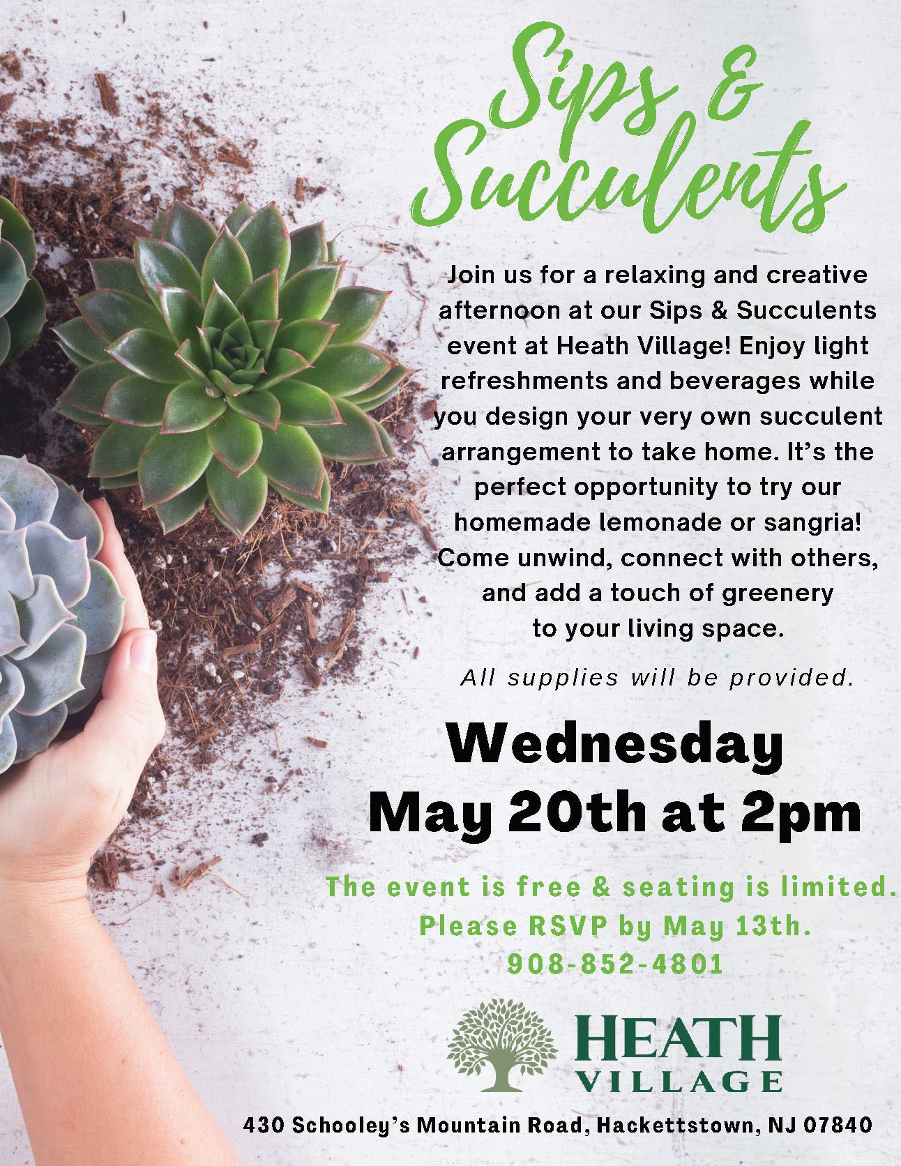 Heath Village Hosts Sips & Succulents Social