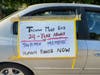 Tai Ji Men dizi drive their car carrying a sign that reads, “Taiwan Must End 24-Year Abuses of Tai Ji Men Members’ Human Rights Now,” around Southern California on August 15, 2020.