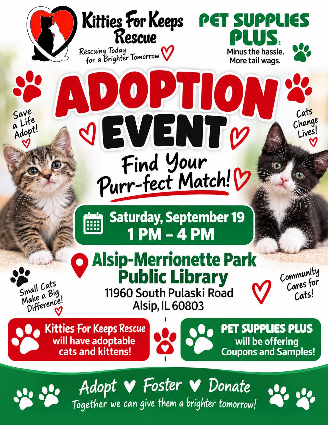 Kitties For Keeps Rescue Adoption Event and Donation Drive