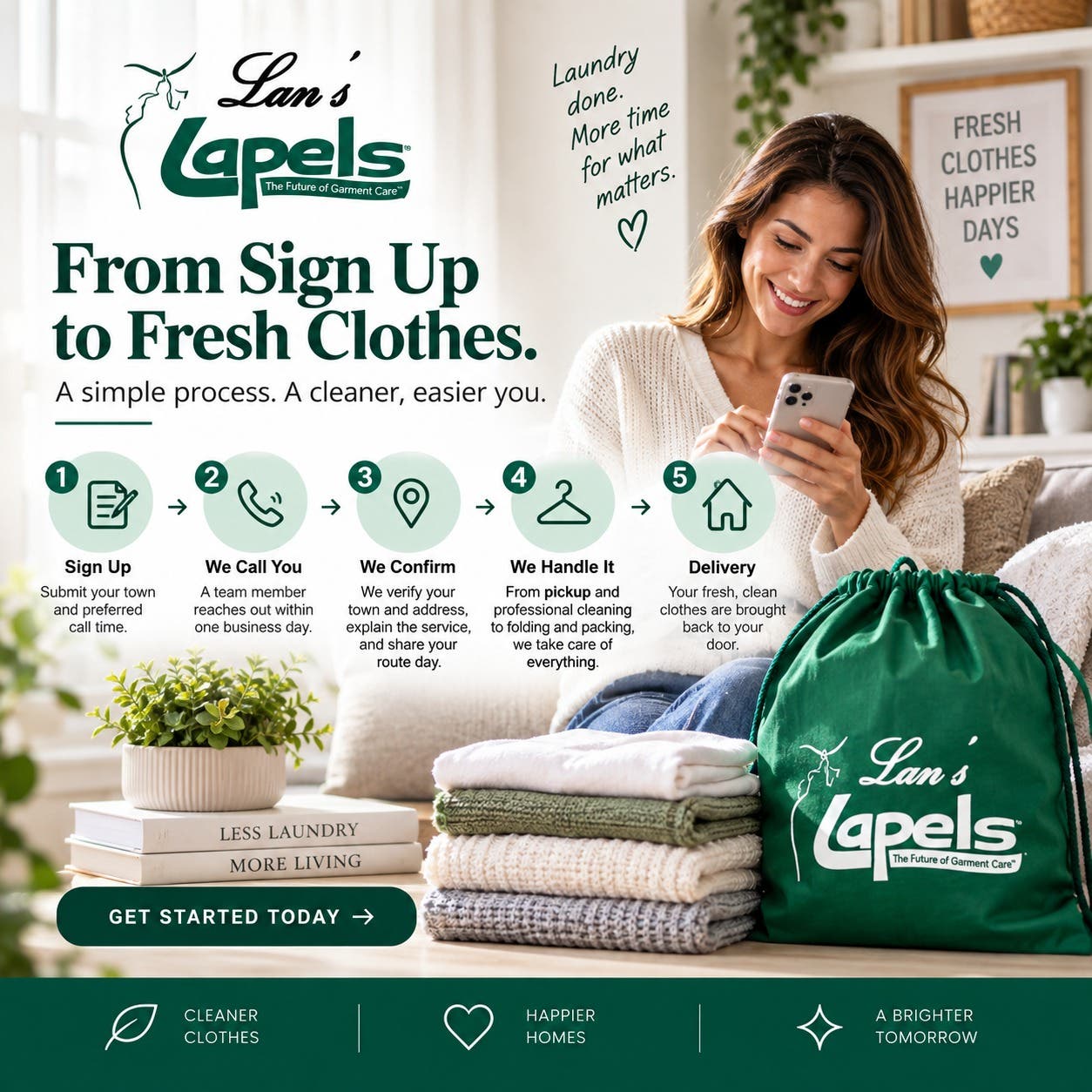 From sign-up to fresh clothes at your door, we keep laundry simple. 💚