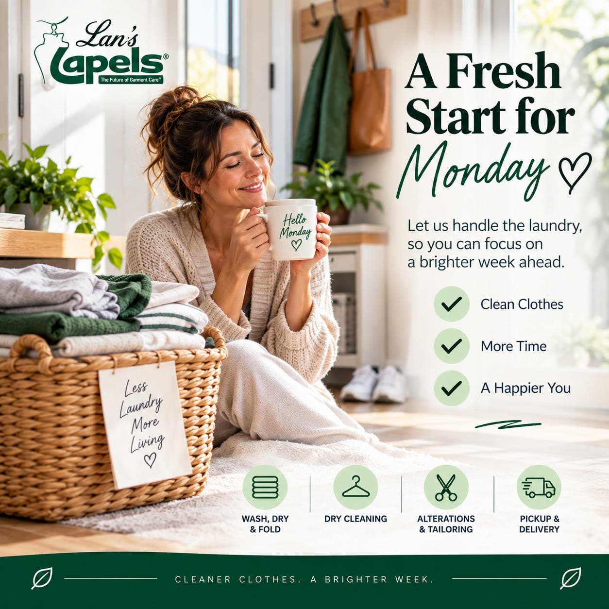 Monday feels a little better when the laundry is already taken care of. 💚