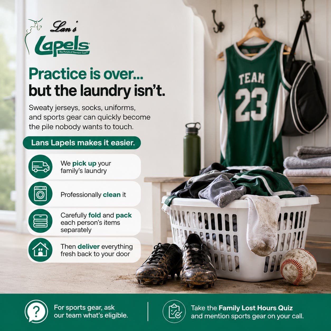 Practice is over… but the laundry pile is just getting started. 🏀⚽️