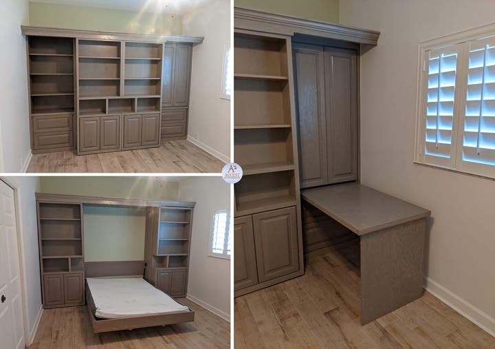 A Smart, Stylish Sliding Bookcase Library Murphy Bed Built in Largo