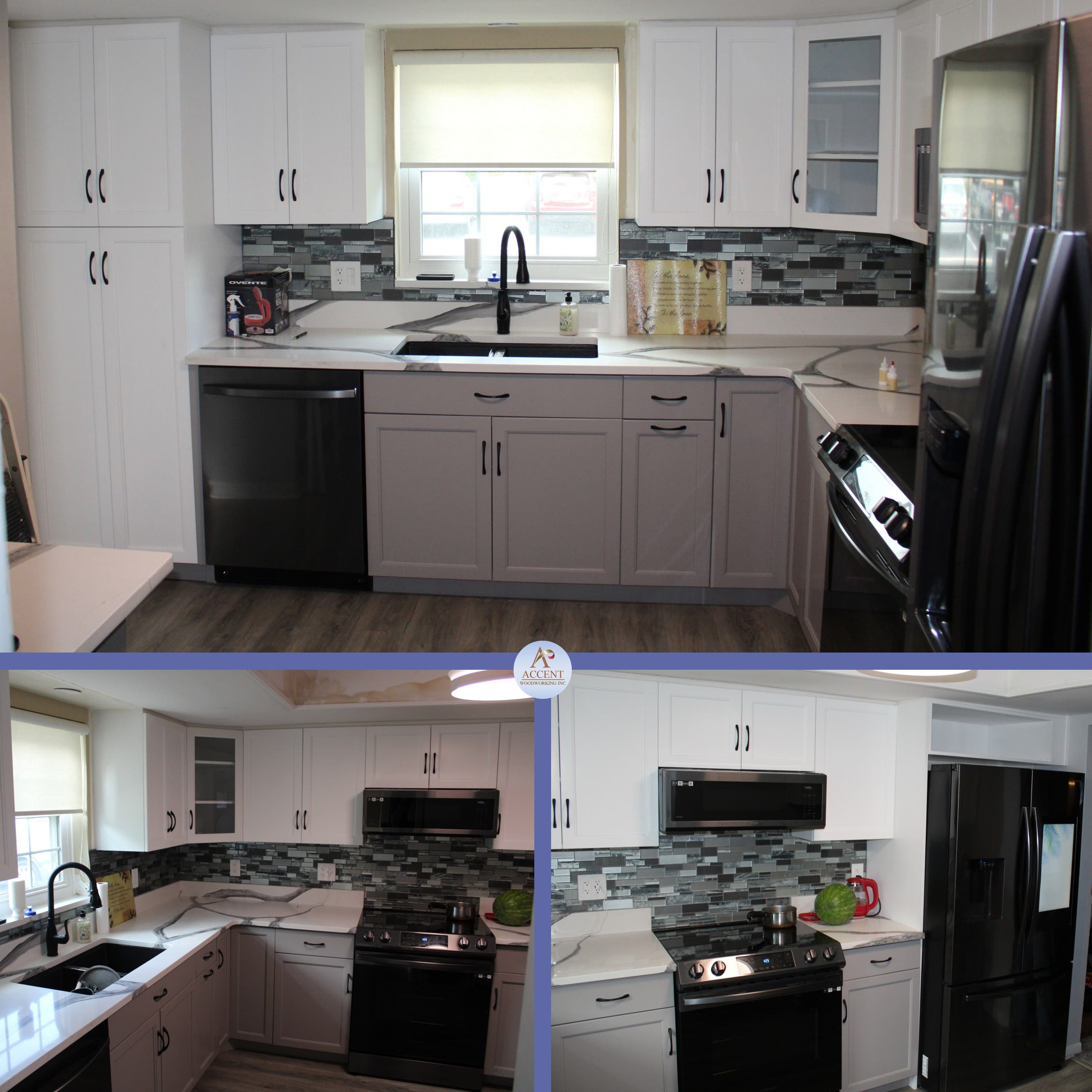 A Crisp White‑and‑Gray Kitchen Makeover Neighbors Will Love