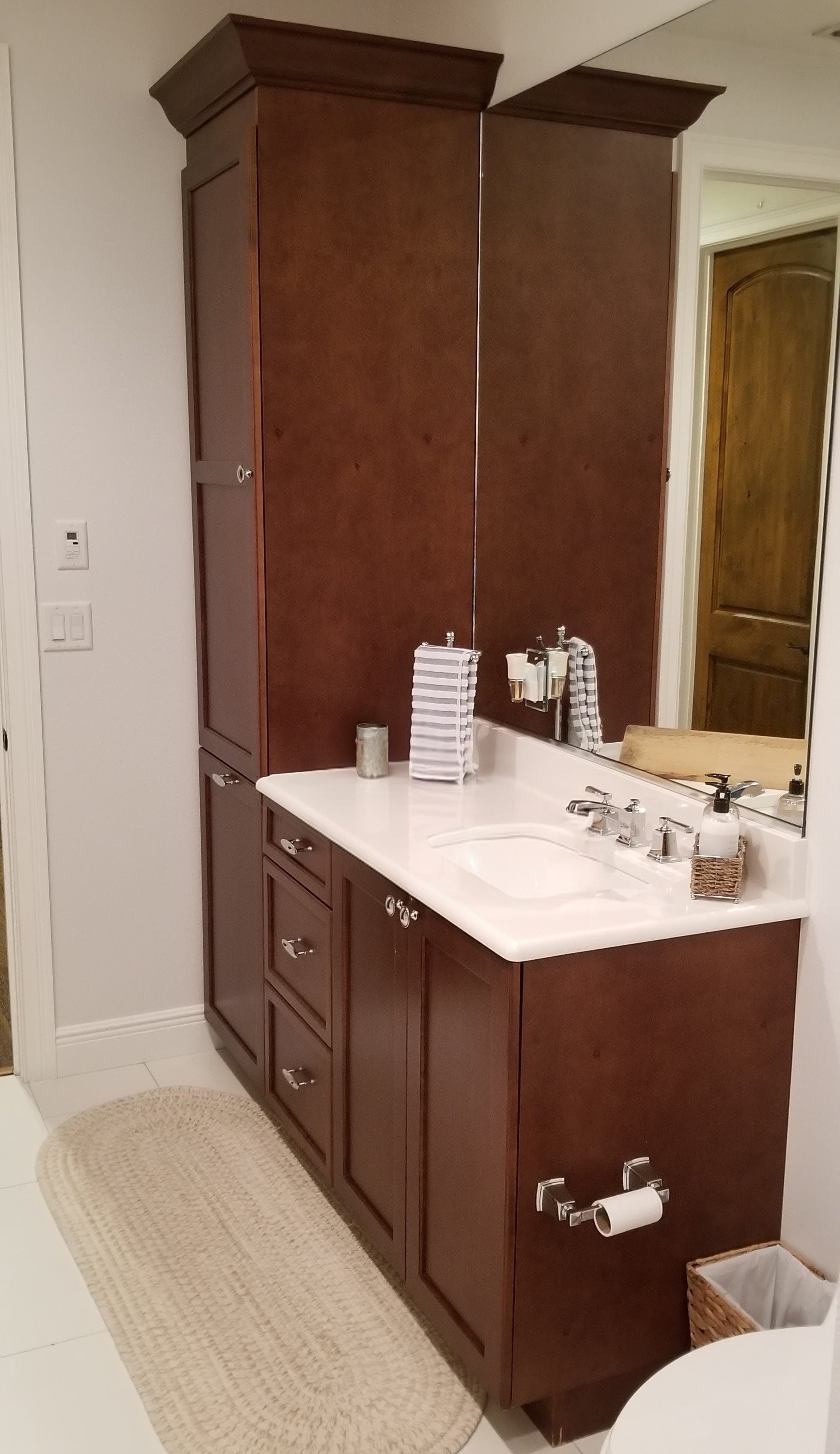 Custom Mission Bathroom Vanity in Mahogany on Maple