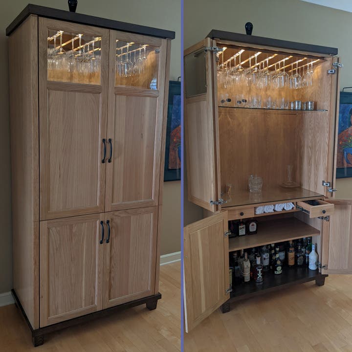 Custom Dry Bar Cabinet in Natural‑Stained Oak